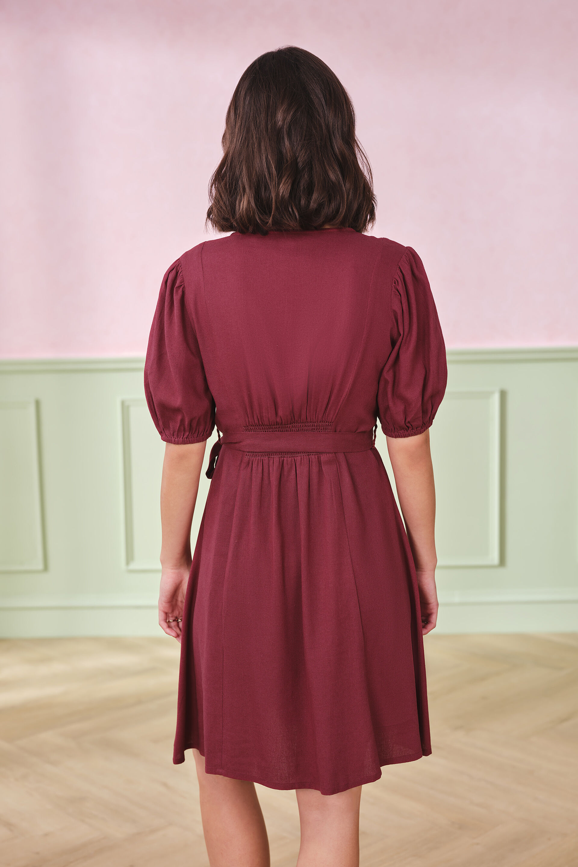 Chic in Crimson Maroon Viscose Blend Dress, Maroon, image 4